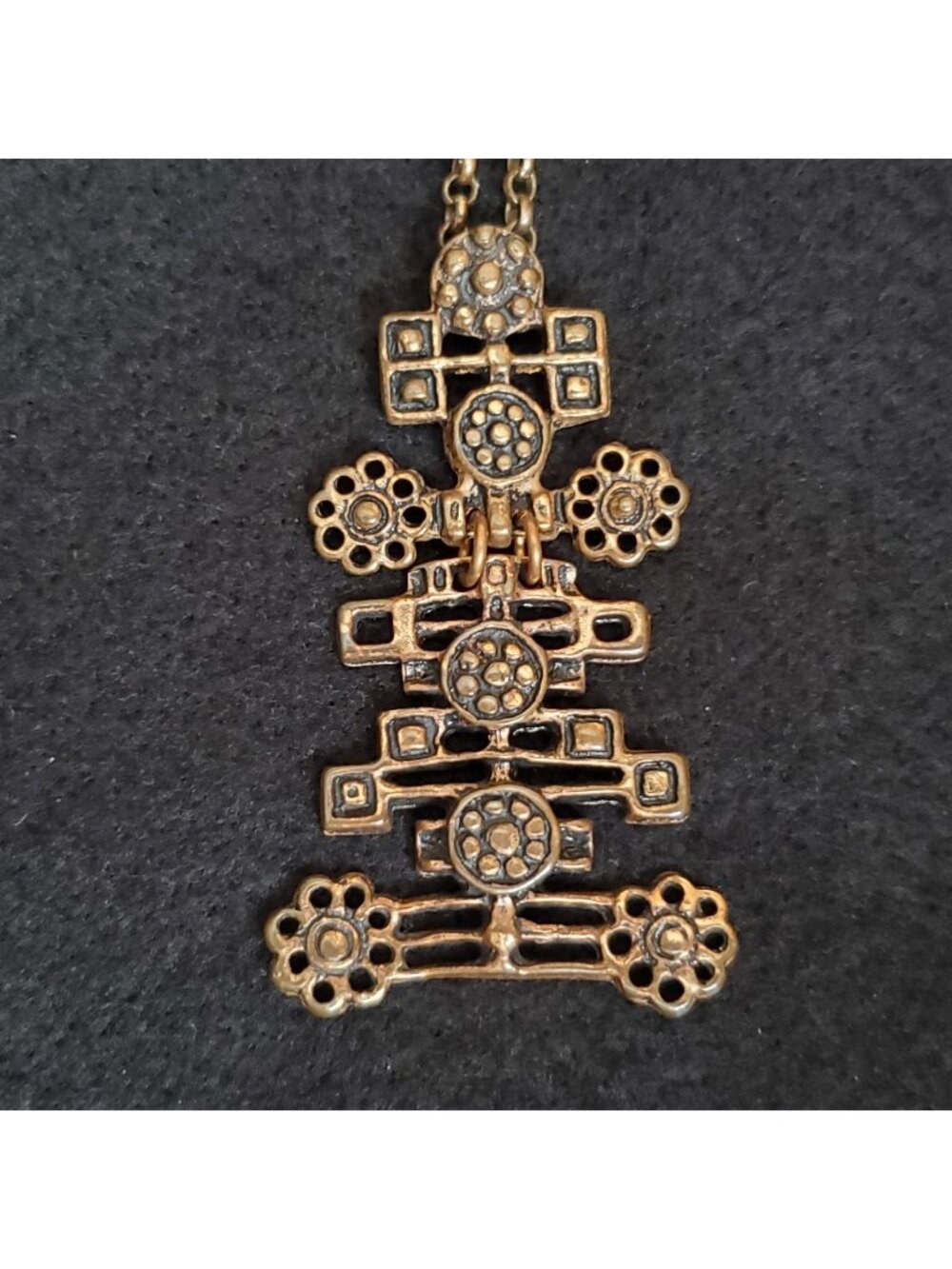 Vintage Brutalist Modernist Necklace Geometric Floral Norway Andersen Tangerun